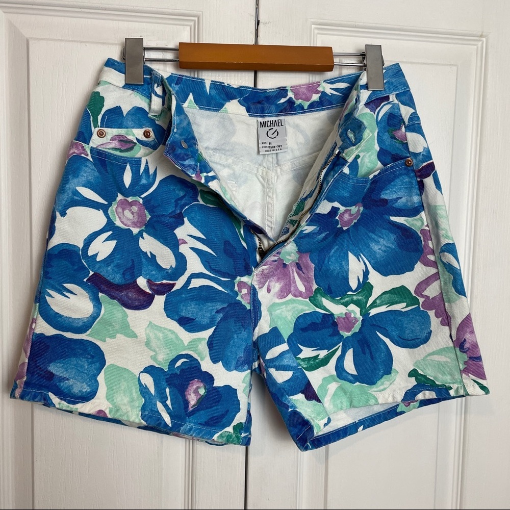 90s Floral Denim Shorts